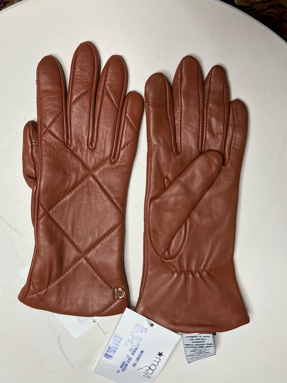Cole Haan Women's Quilted Leather Gloves - Chestnut Brown